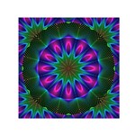 Star Of Leaves, Abstract Magenta Green Forest Small Satin Scarf (Square) Star Of Leaves, Abstract Magenta Green Forest Small Satin Scarf (Square)