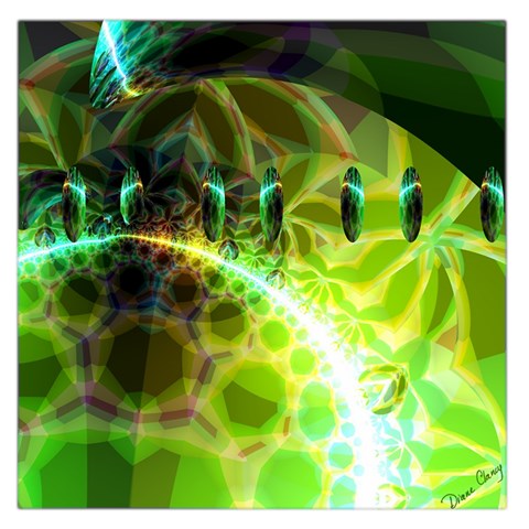Dawn Of Time, Abstract Lime & Gold Emerge Large Satin Scarf (Square) from ArtsNow.com Front