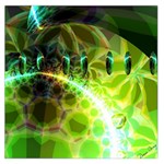 Dawn Of Time, Abstract Lime & Gold Emerge Large Satin Scarf (Square)