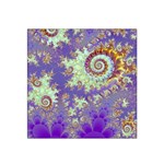 Sea Shell Spiral, Abstract Violet Cyan Stars Satin Bandana Scarf