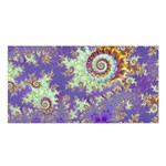 Sea Shell Spiral, Abstract Violet Cyan Stars Satin Shawl