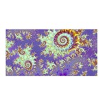 Sea Shell Spiral, Abstract Violet Cyan Stars Satin Wrap