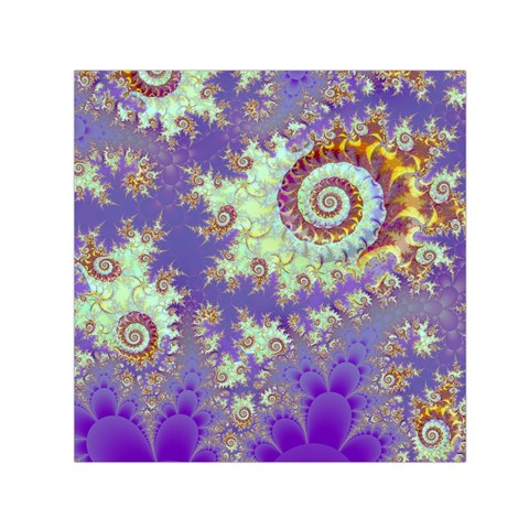Sea Shell Spiral, Abstract Violet Cyan Stars Small Satin Scarf (Square) from ArtsNow.com Front