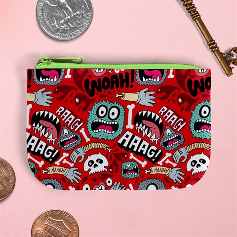Agghh Pattern Mini Coin Purse from ArtsNow.com Front