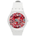 Agghh Pattern Round Plastic Sport Watch (M)