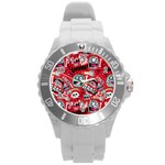 Agghh Pattern Round Plastic Sport Watch (L)