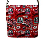 Agghh Pattern Flap Closure Messenger Bag (L)