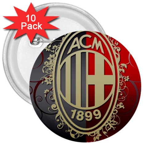 Ac Milan 3  Button (10 pack) from ArtsNow.com Front