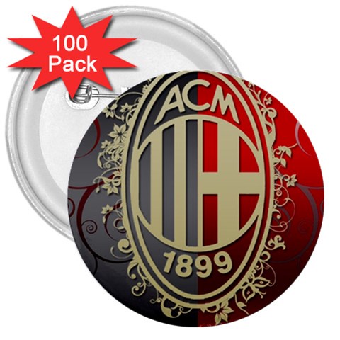 Ac Milan 3  Button (100 pack) from ArtsNow.com Front