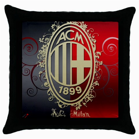 Ac Milan Throw Pillow Case (Black) from ArtsNow.com Front