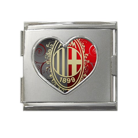 Ac Milan Mega Link Heart Italian Charm (18mm) from ArtsNow.com Front