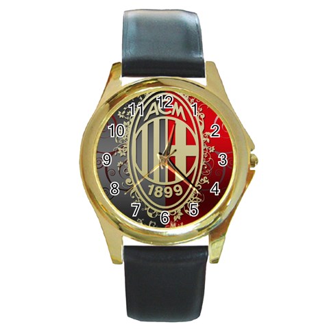 Ac Milan Round Gold Metal Watch from ArtsNow.com Front