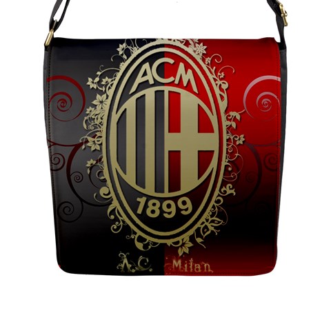 Ac Milan Flap Closure Messenger Bag (L) from ArtsNow.com Front