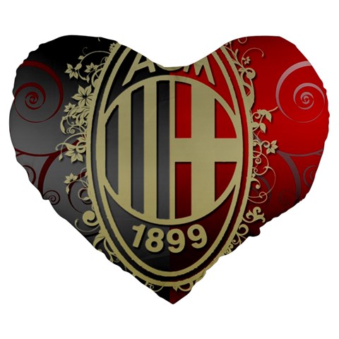 Ac Milan Large 19  Premium Flano Heart Shape Cushion from ArtsNow.com Front