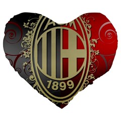 Ac Milan Large 19  Premium Flano Heart Shape Cushion from ArtsNow.com Front