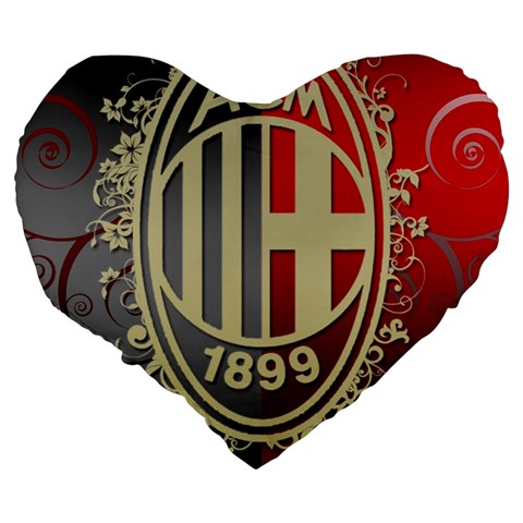 Ac Milan Large 19  Premium Flano Heart Shape Cushion from ArtsNow.com Back