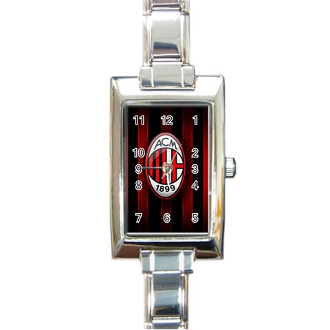 Ac Milan Logo Rectangle Italian Charm Watch from ArtsNow.com Front
