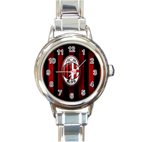 Ac Milan Logo Round Italian Charm Watch from ArtsNow.com Front
