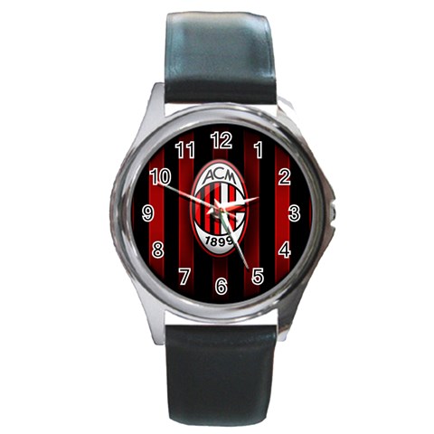 Ac Milan Logo Round Metal Watch from ArtsNow.com Front