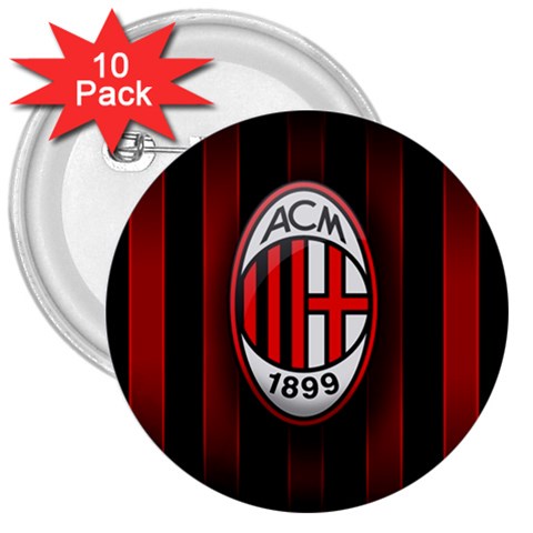 Ac Milan Logo 3  Button (10 pack) from ArtsNow.com Front