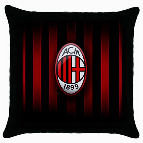 Ac Milan Logo Throw Pillow Case (Black) from ArtsNow.com Front
