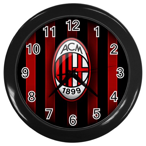 Ac Milan Logo Wall Clock (Black) from ArtsNow.com Front