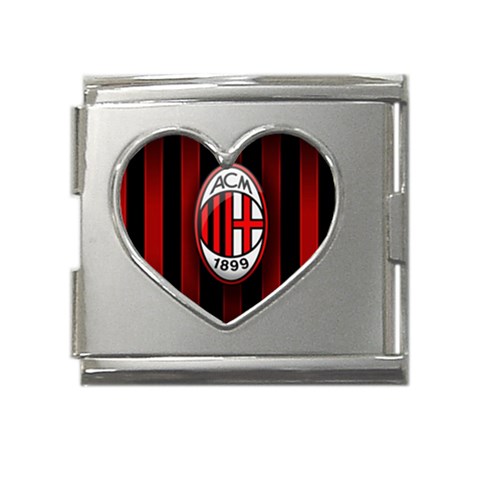Ac Milan Logo Mega Link Heart Italian Charm (18mm) from ArtsNow.com Front