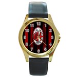 Ac Milan Logo Round Gold Metal Watch