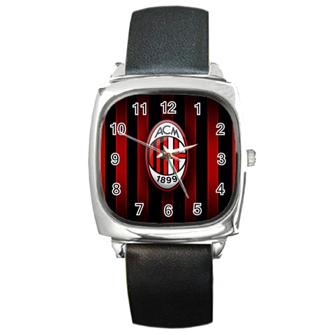 Ac Milan Logo Square Metal Watch from ArtsNow.com Front
