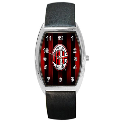 Ac Milan Logo Barrel Style Metal Watch from ArtsNow.com Front