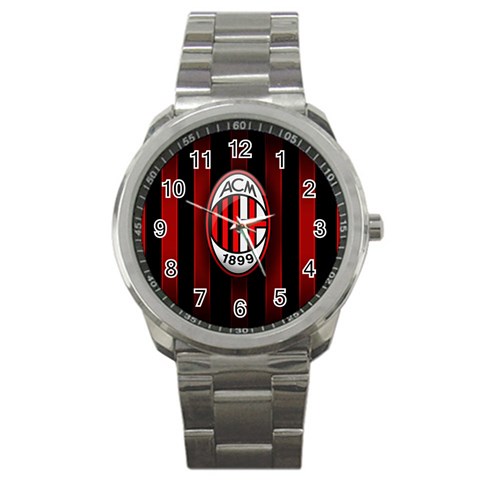Ac Milan Logo Sport Metal Watch from ArtsNow.com Front