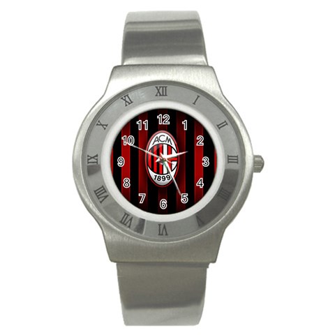 Ac Milan Logo Stainless Steel Watch from ArtsNow.com Front