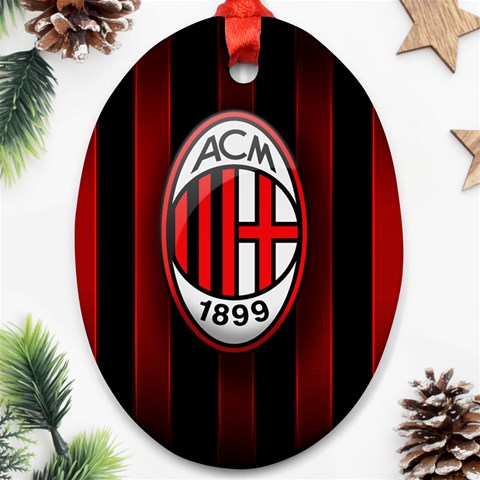 Ac Milan Logo Oval Ornament (Two Sides) from ArtsNow.com Back
