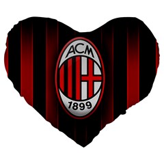 Ac Milan Logo Large 19  Premium Flano Heart Shape Cushion from ArtsNow.com Front