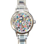 Alpha Pattern Round Italian Charm Watch