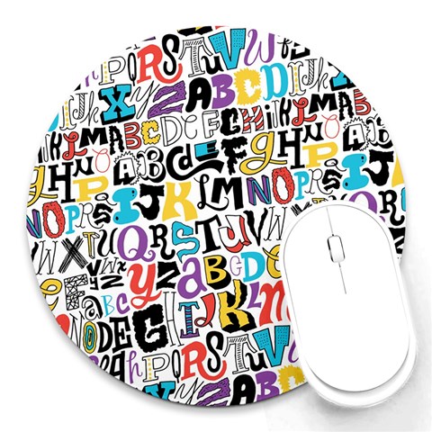 Alpha Pattern Round Mousepad from ArtsNow.com Front