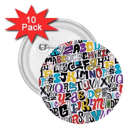 Alpha Pattern 2.25  Button (10 pack) from ArtsNow.com Front