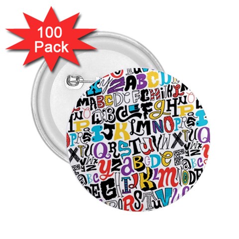 Alpha Pattern 2.25  Button (100 pack) from ArtsNow.com Front