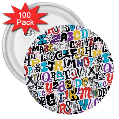 Alpha Pattern 3  Button (100 pack) from ArtsNow.com Front