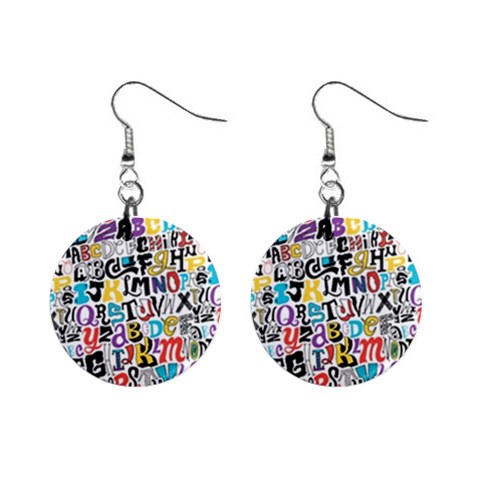 Alpha Pattern 1  Button Earrings from ArtsNow.com Front