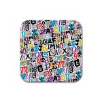 Alpha Pattern Rubber Square Coaster (4 pack)