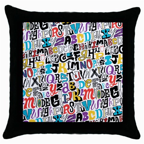 Alpha Pattern Throw Pillow Case (Black) from ArtsNow.com Front