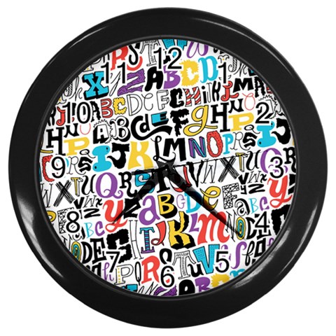 Alpha Pattern Wall Clock (Black) from ArtsNow.com Front