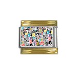 Alpha Pattern Gold Trim Italian Charm (9mm)