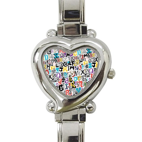 Alpha Pattern Heart Italian Charm Watch from ArtsNow.com Front