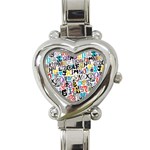 Alpha Pattern Heart Italian Charm Watch