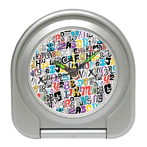 Alpha Pattern Travel Alarm Clock from ArtsNow.com Front