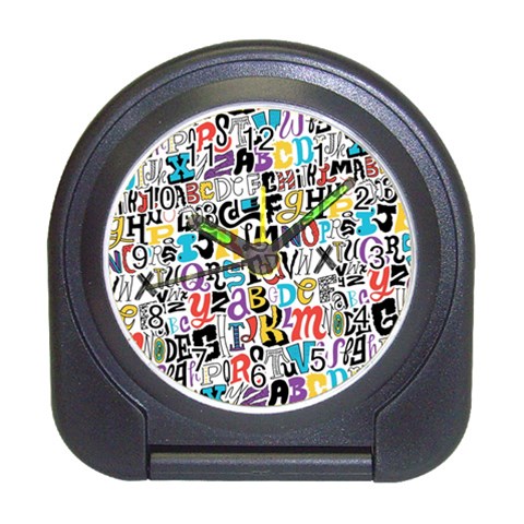 Alpha Pattern Travel Alarm Clock from ArtsNow.com Front