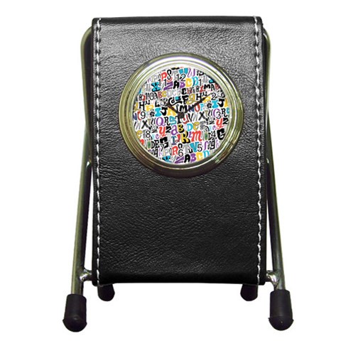 Alpha Pattern Pen Holder Desk Clock from ArtsNow.com Front