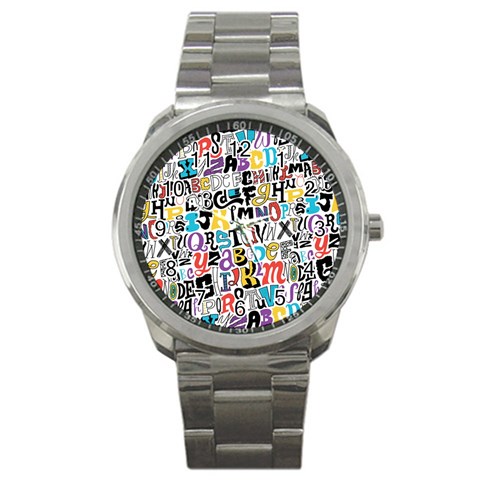 Alpha Pattern Sport Metal Watch from ArtsNow.com Front